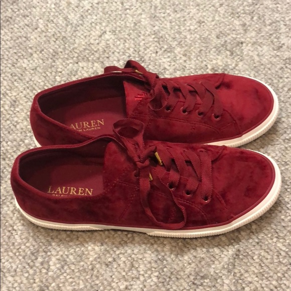 Ralph Lauren Shoes - Ralph Lauren red velvet tennis shoes Ralph Lauren Shoes - Ralph Lauren red velvet tennis shoes